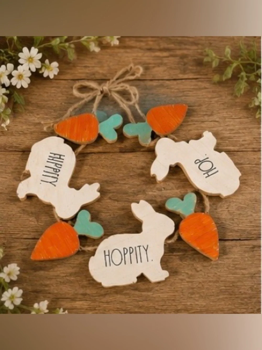 Rae Dunn Easter Bunny Garland Hoppity Hoppity Hop Decor